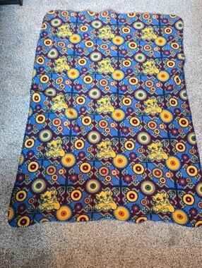 Colorful Cartoon Animal Fleece Blanket - Blue Yellow Red Pattern